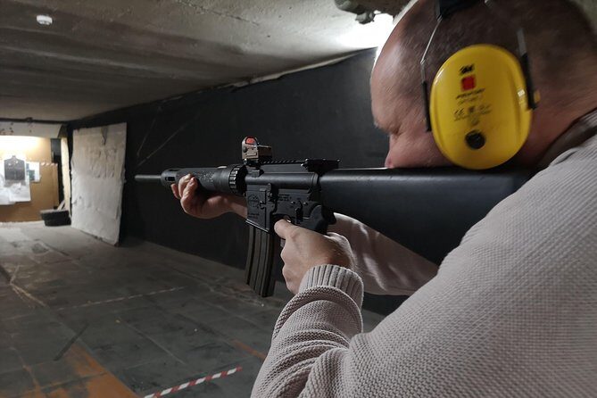 Riga Gun Range: shooting with Winchester, Glock17, & Kalashnikov - Safety briefing, gear, and instructor support