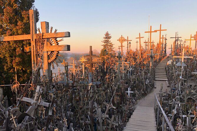 Sunrise at the Hill of Crosses - 2 countries in 1 day - Independent time at the hill: photos, crosses, and quiet minutes